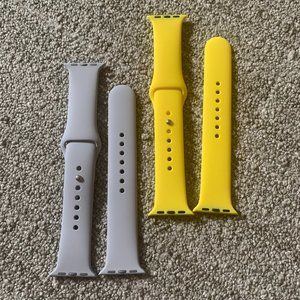 Never Used Apple Watch Bands - Silicone - Grey and Yellow